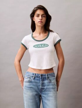 Camiseta corta de algodón y cachemira
