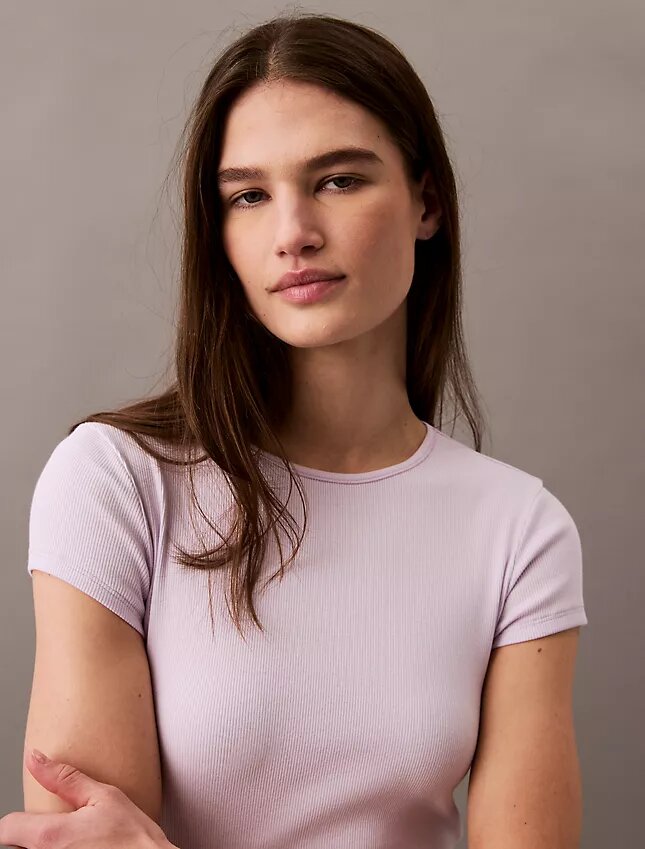 Camiseta corta de Cotton Stretch acanalada Camiseta corta de Cotton Stretch acanalada