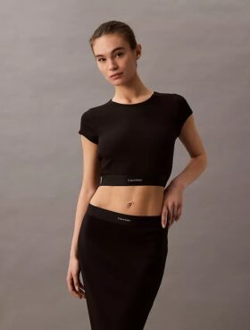 Camiseta corta de Cotton Stretch acanalada