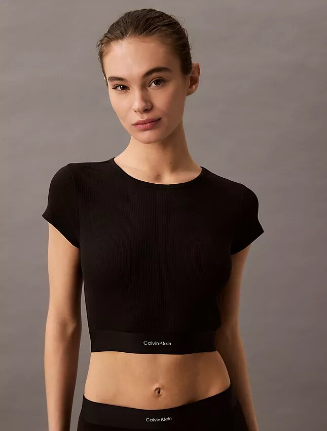 Camiseta corta de Cotton Stretch acanalada Camiseta corta de Cotton Stretch acanalada