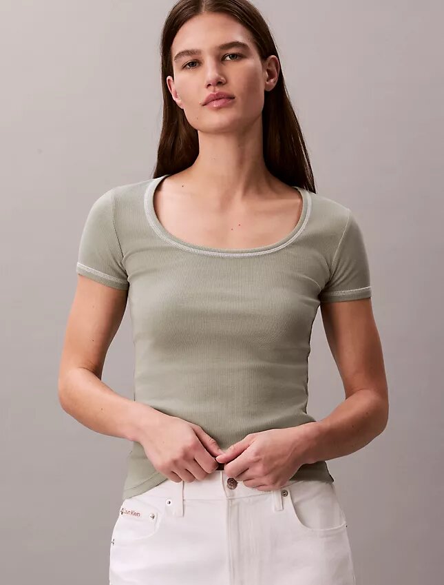 Camiseta de algodón con ribete Camiseta de algodón con ribete