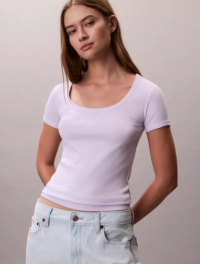 Camiseta de algodón con ribete Camiseta de algodón con ribete