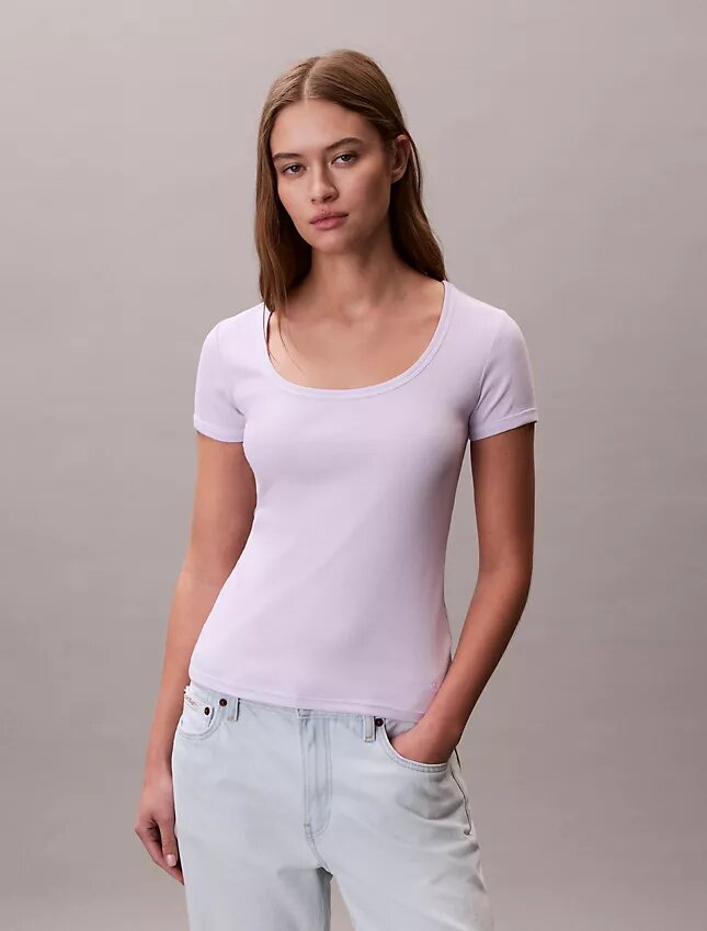 Camiseta de algodón con ribete Camiseta de algodón con ribete