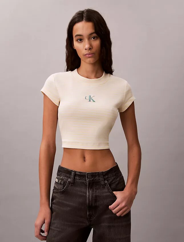 Camiseta de bebé con rayas y Monogram Camiseta de bebé con rayas y Monogram