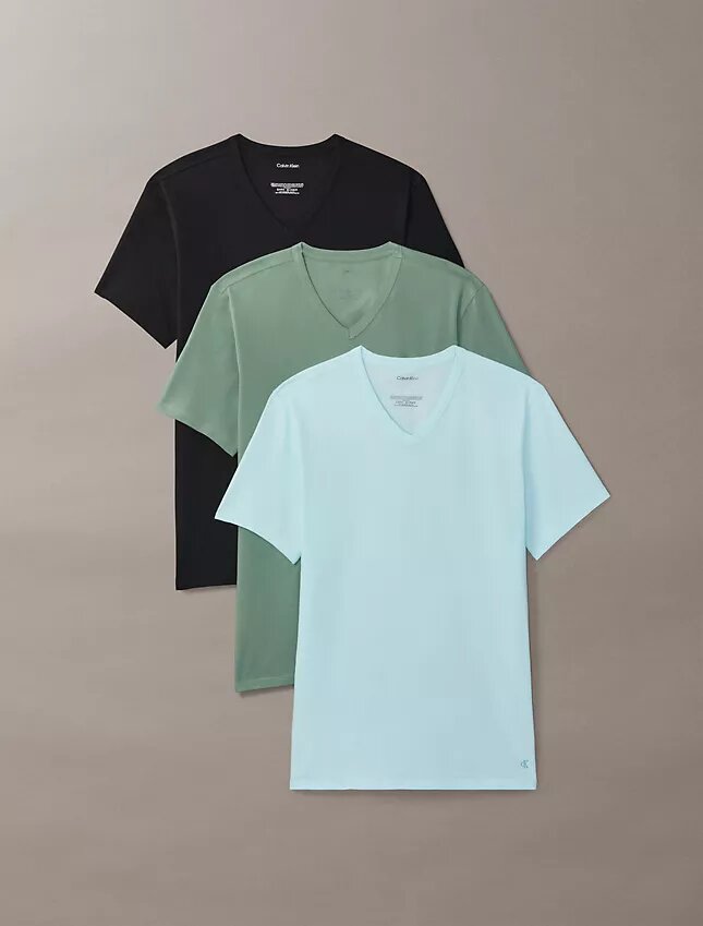 Camiseta de cuello en V de corte ajustado, paquete de 3, mezcla de Cotton Stretch Camiseta de cuello en V de corte ajustado, paquete de 3, mezcla de Cotton Stretch