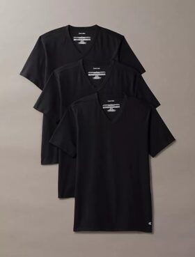 Camiseta de cuello en V de corte ajustado, paquete de 3, mezcla de Cotton Stretch Camiseta de cuello en V de corte ajustado, paquete de 3, mezcla de Cotton Stretch
