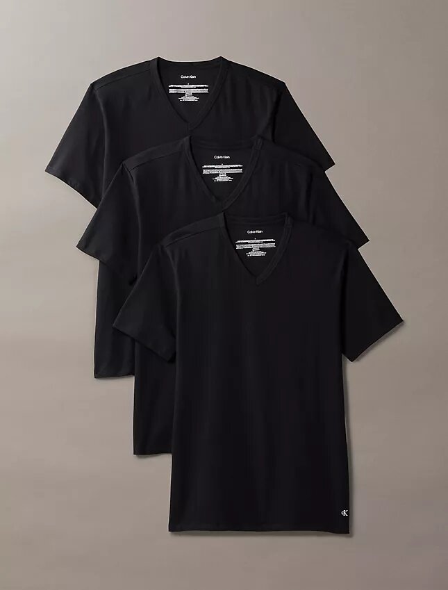 Camiseta de cuello en V de corte ajustado, paquete de 3, mezcla de Cotton Stretch Camiseta de cuello en V de corte ajustado, paquete de 3, mezcla de Cotton Stretch