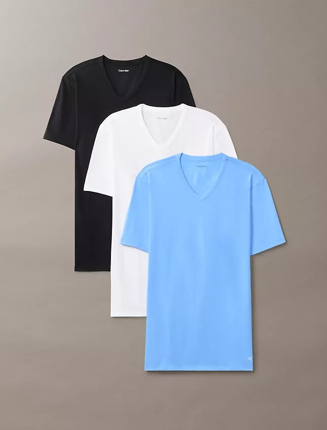 Camiseta de cuello en V de corte ajustado, paquete de 3, mezcla de Cotton Stretch Camiseta de cuello en V de corte ajustado, paquete de 3, mezcla de Cotton Stretch