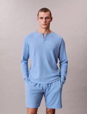 Camiseta de dormir Henley de punto waffle