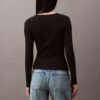 Camiseta de manga larga ajustada con ribete contorneado de algodón Camiseta de manga larga ajustada con ribete contorneado de algodón