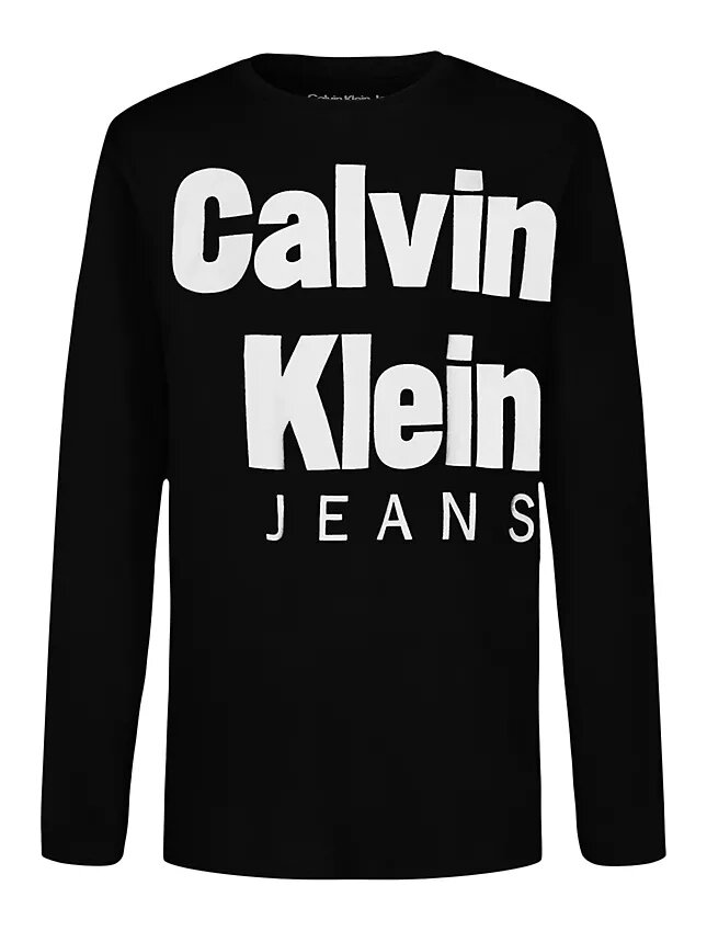 Camiseta de manga larga con el logotipo Ckj en negrita para niños Camiseta de manga larga con el logotipo Ckj en negrita para niños