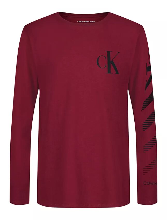 Camiseta de manga larga con rayas degradadas y Monogram para niños Camiseta de manga larga con rayas degradadas y Monogram para niños