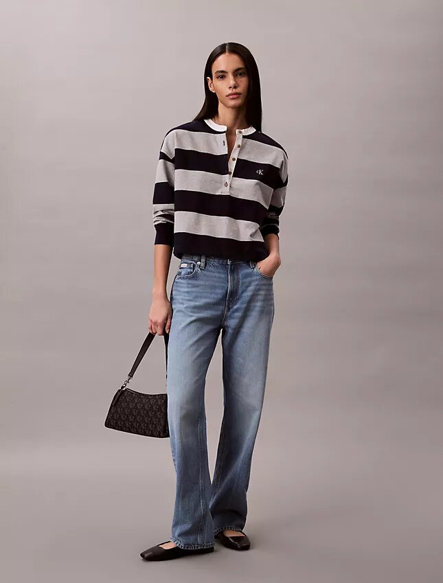 Camiseta Henley con rayas universitarias Camiseta Henley con rayas universitarias
