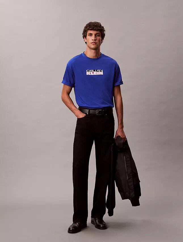 Camiseta holgada con gráfico de logotipo en bloque Camiseta holgada con gráfico de logotipo en bloque