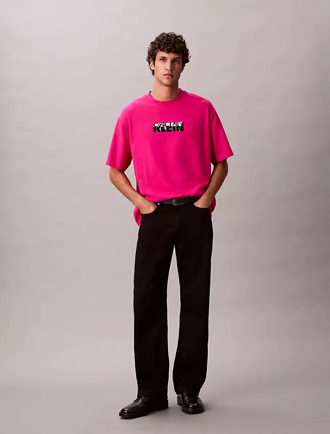 Camiseta holgada con gráfico de logotipo en bloque Camiseta holgada con gráfico de logotipo en bloque