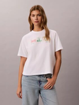 Camiseta holgada con gráfico de tiras de fotos de Nueva York