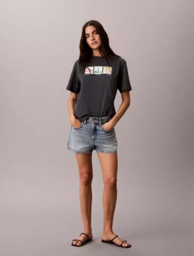 Camiseta holgada con gráfico de tiras de fotos de Nueva York