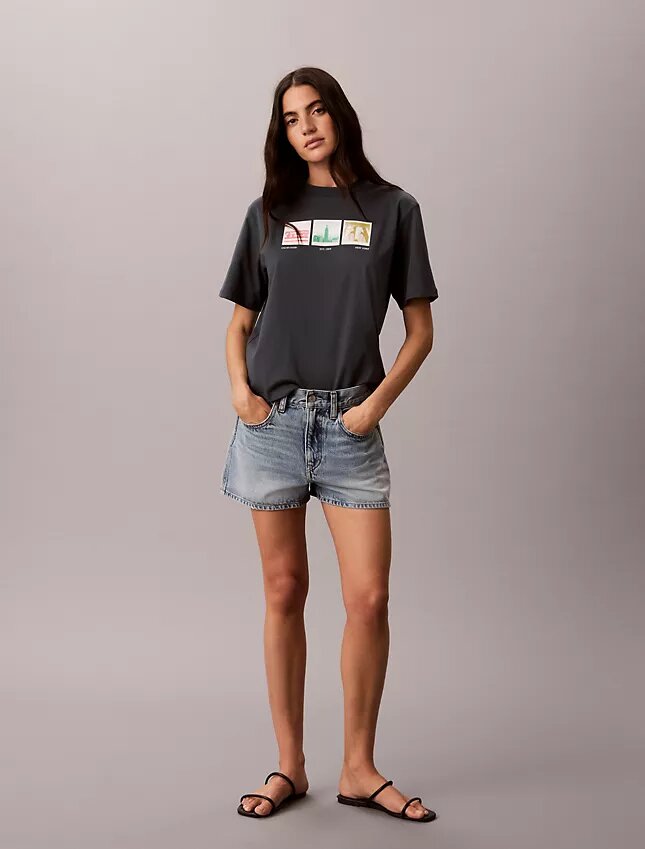 Camiseta holgada con gráfico de tiras de fotos de Nueva York Camiseta holgada con gráfico de tiras de fotos de Nueva York
