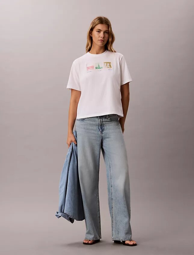Camiseta holgada con gráfico de tiras de fotos de Nueva York Camiseta holgada con gráfico de tiras de fotos de Nueva York