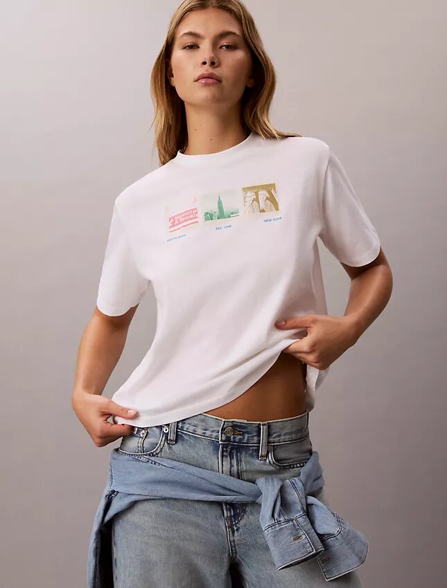 Camiseta holgada con gráfico de tiras de fotos de Nueva York Camiseta holgada con gráfico de tiras de fotos de Nueva York
