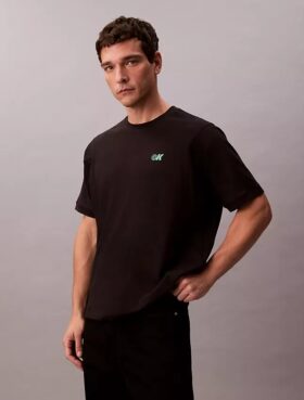 Camiseta holgada con logo gráfico de piqué refrescante
