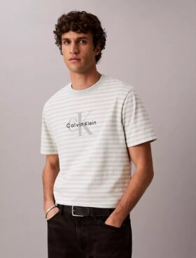 Camiseta holgada con rayas y Monogram