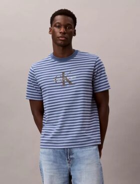 Camiseta holgada con rayas y Monogram