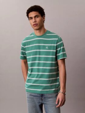 Camiseta holgada con rayas y Monogram