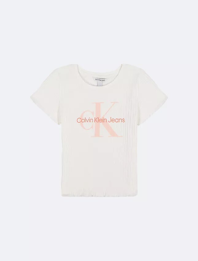 Camiseta Monologo de canalé grueso para niñas Camiseta Monologo de canalé grueso para niñas