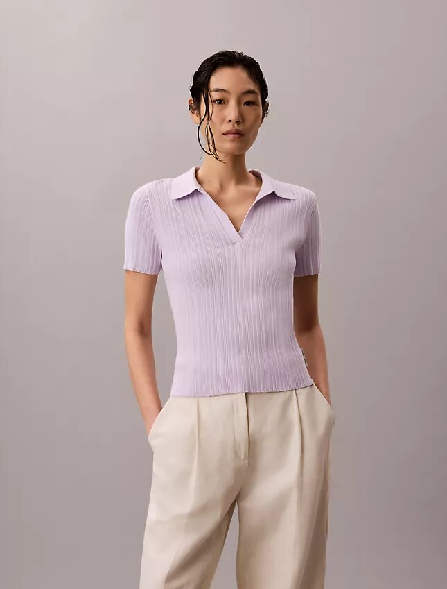 Camiseta polo de algodón acanalado suave Camiseta polo de algodón acanalado suave