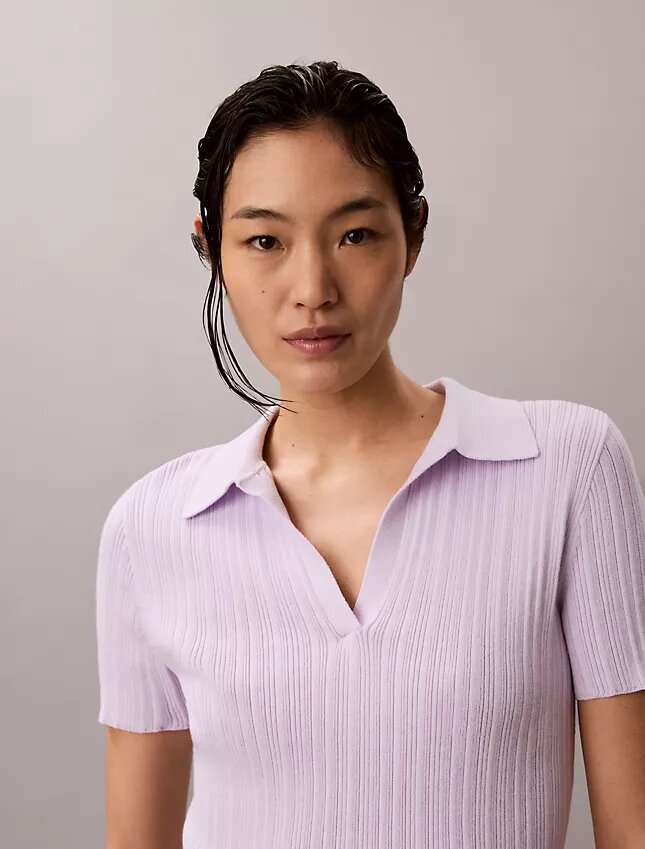 Camiseta polo de algodón acanalado suave Camiseta polo de algodón acanalado suave