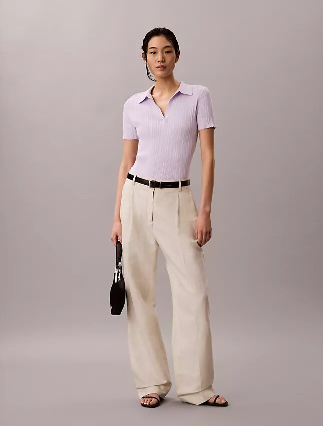 Camiseta polo de algodón acanalado suave Camiseta polo de algodón acanalado suave