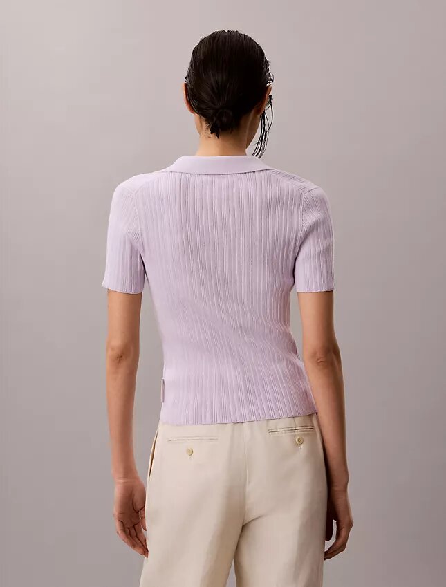 Camiseta polo de algodón acanalado suave Camiseta polo de algodón acanalado suave