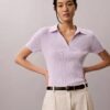 Camiseta polo de algodón acanalado suave Camiseta polo de algodón acanalado suave