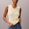 Camiseta sin mangas con cuello en V acanalado Camiseta sin mangas con cuello en V acanalado