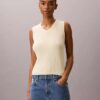 Camiseta sin mangas con cuello en V acanalado Camiseta sin mangas con cuello en V acanalado