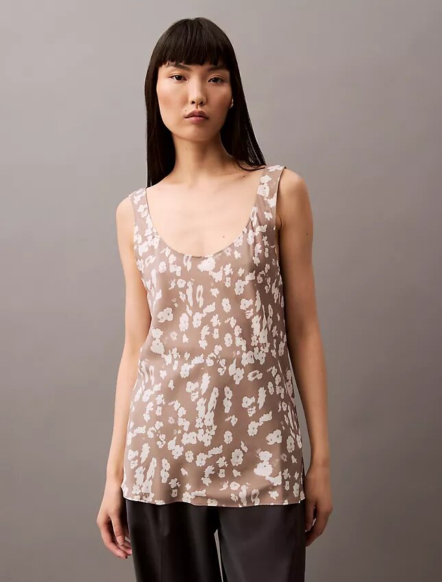 Camiseta sin mangas con estampado fluido Camiseta sin mangas con estampado fluido