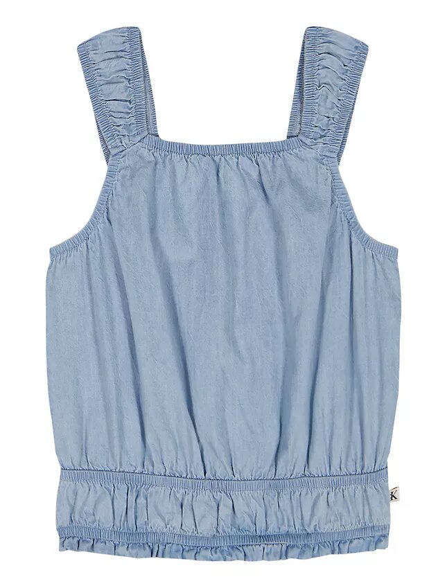 Camiseta sin mangas con fruncidos para niñas Camiseta sin mangas con fruncidos para niñas