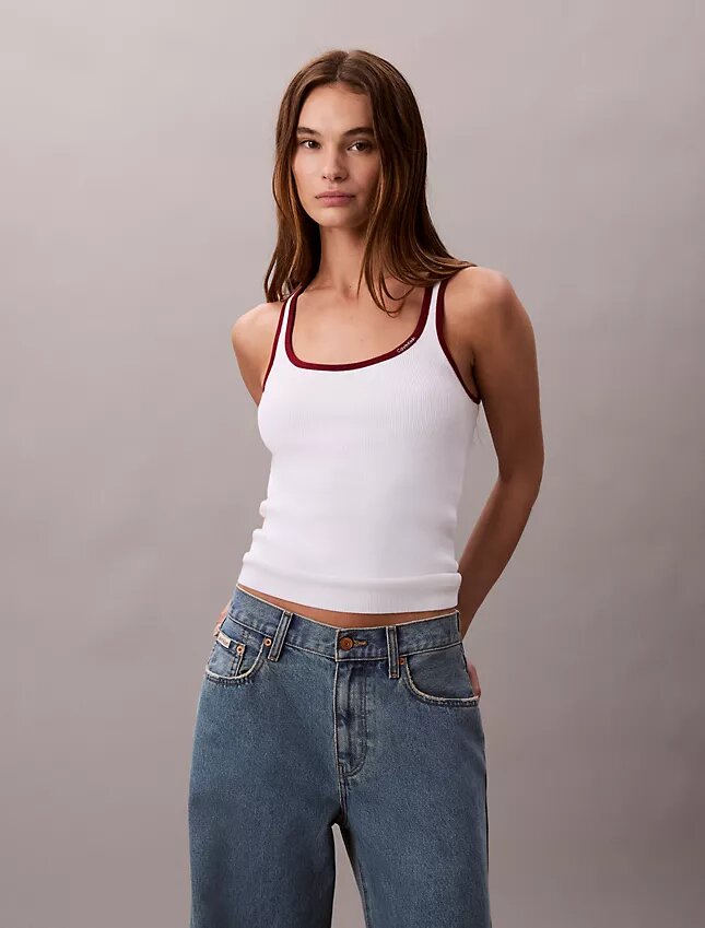 Camiseta sin mangas con ribete en contraste Camiseta sin mangas con ribete en contraste