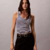 Camiseta sin mangas de algodón con ribete contorneado Camiseta sin mangas de algodón con ribete contorneado