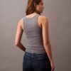 Camiseta sin mangas de algodón con ribete contorneado Camiseta sin mangas de algodón con ribete contorneado