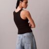 Camiseta sin mangas de algodón con ribete contorneado Camiseta sin mangas de algodón con ribete contorneado