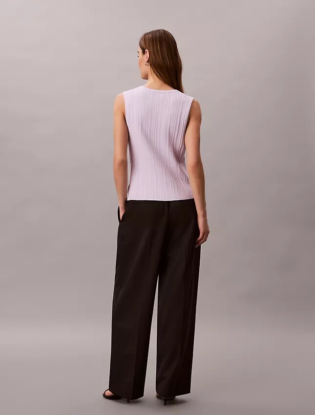 Camiseta sin mangas de algodón liso con botones y canalé Camiseta sin mangas de algodón liso con botones y canalé