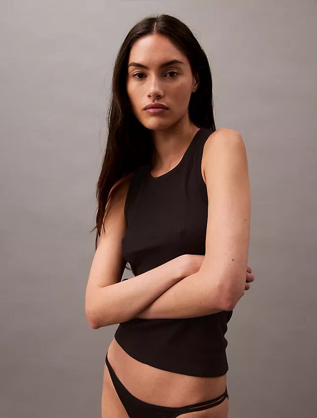 Camiseta sin mangas de Cotton Stretch acanalada Camiseta sin mangas de Cotton Stretch acanalada