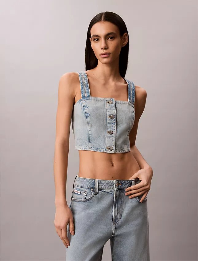 Camiseta sin mangas de Denim estilo camionero Camiseta sin mangas de Denim estilo camionero
