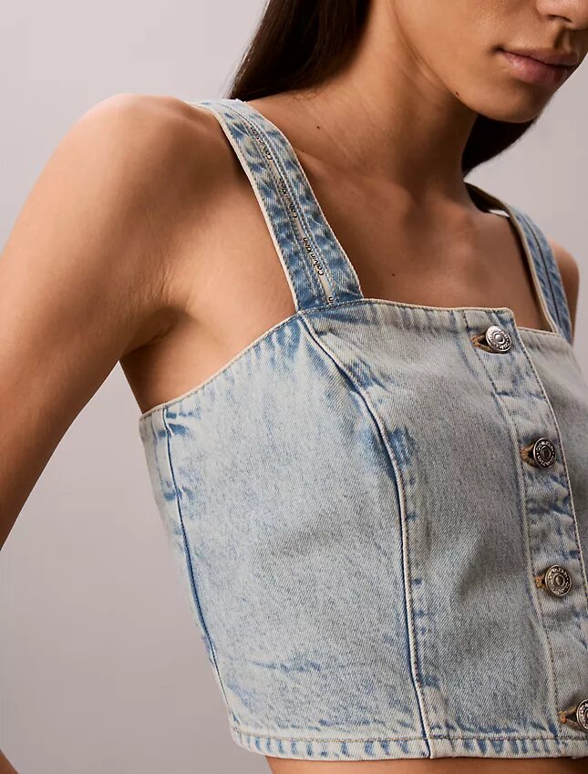 Camiseta sin mangas de Denim estilo camionero Camiseta sin mangas de Denim estilo camionero