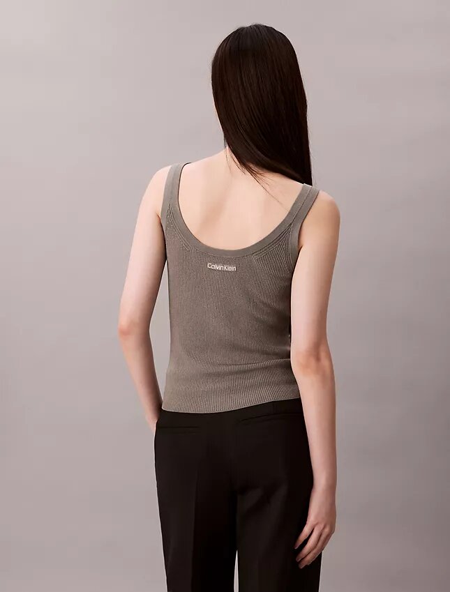 Camiseta sin mangas de mezcla de viscosa con ribete Camiseta sin mangas de mezcla de viscosa con ribete