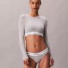 Camiseta sin tirantes de manga larga con forro ligero de algodón Modal Bralette Icon