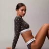 Camiseta sin tirantes de manga larga con forro ligero de algodón Modal Bralette Icon
