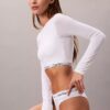 Camiseta sin tirantes de manga larga con forro ligero de algodón Modal Bralette Icon